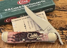 🔥 Case XX USA 61953L SS Cranberry Bone Russlock Knife Silver Script 2001 NM/Box