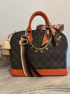 Louis Vuitton Alma Monogram Shoulder Bag Brown Canvas/Orange Leather- Custom