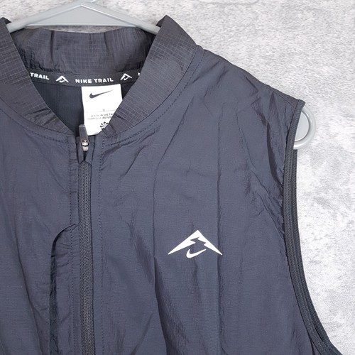 NIKE Trail Aireez Packable Running Vest Mens LARGE Black Grey Full Zip - Picture 3 of 7