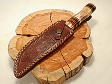Custom Handmade File Worked Bone Clip Point Bowie MINT IN SHEATH