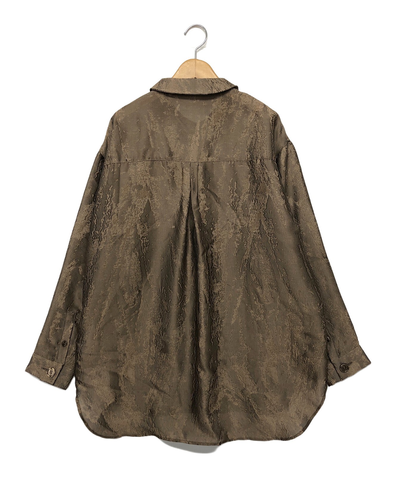 Ameri EMBOSS PATTERN SHEER SHIRT FREE Brown Mint - image 5