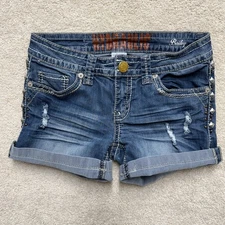 Distressed Bailey Micro Mini Jean short Shorts Size 5/6 Embroidered, Studded
