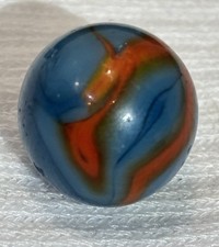 Vintage Peltier NLR BURNT SPIDER MAN Glass Marble Red Blue 0.62