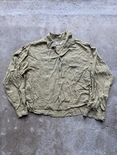 Vintage 50s 60s Penneys TOWNCRAFT Shirt Jac Large Rockabilly Rayon Green Loop