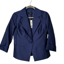 Talbots Navy Blue Silk The Grace Fit Blazer 8P