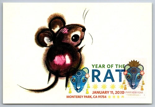 5428 Chinese Lunar New Year, Year of the Rat FDC Maxi Card w/DCP Cancel