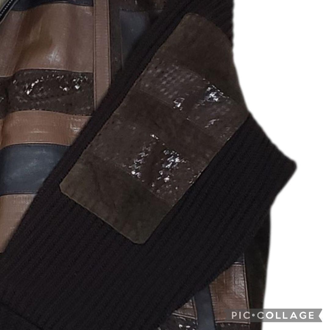 Balmain Leather & Wool Patchwork Jacket with Elbo… - image 7