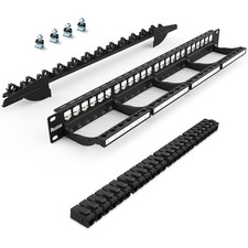 24 Port Cat6A UTP Keystone Jack Patch Panel 19 Inch Rack Mount Cable Organizer