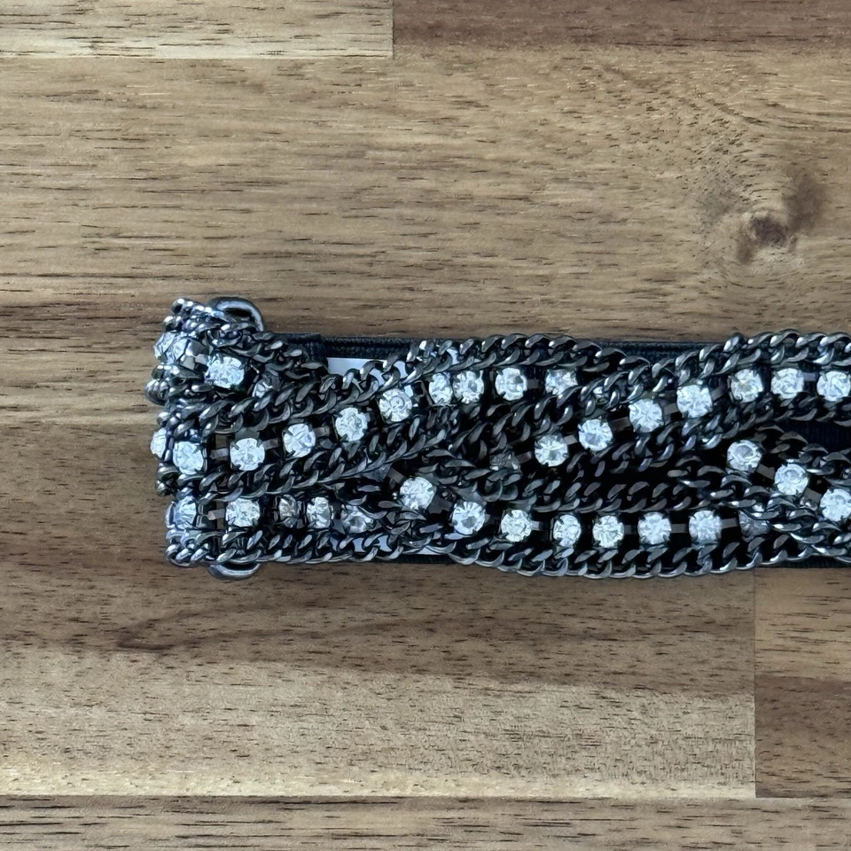 J. Cinturón elástico trenzado Crew para mujer con estrás Gunmetal talla XS-S Preppy Foto 3 de 4