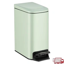 Compact Slim Trash Can Step-On Odor Control Removable Inner Bucket Small Spaces