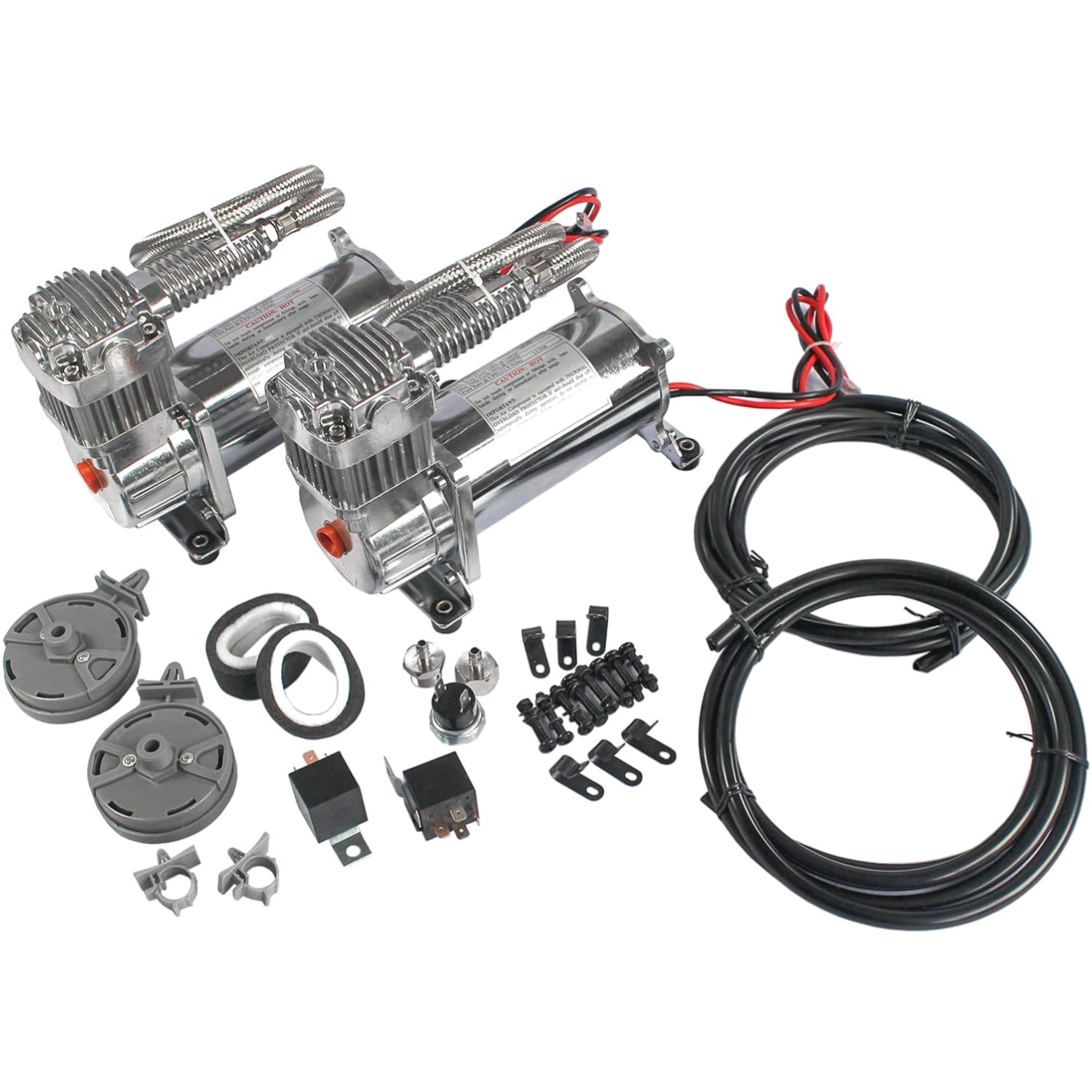 200 PSI Dual Value Pack Chrome Air Compressor for Auto/Motorcycle