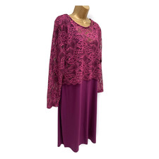 Joe Browns Dress UK Sized 18 Berry Purple Lace Stretch Fabric New with tags