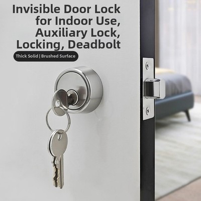 Concealed Lock for Interior Doors Exit Function Auxiliary Security for Bedrooms
