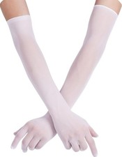 MSemis Women Men Mesh See Through Full Finger Long Gloves Sheer Opera Gloves