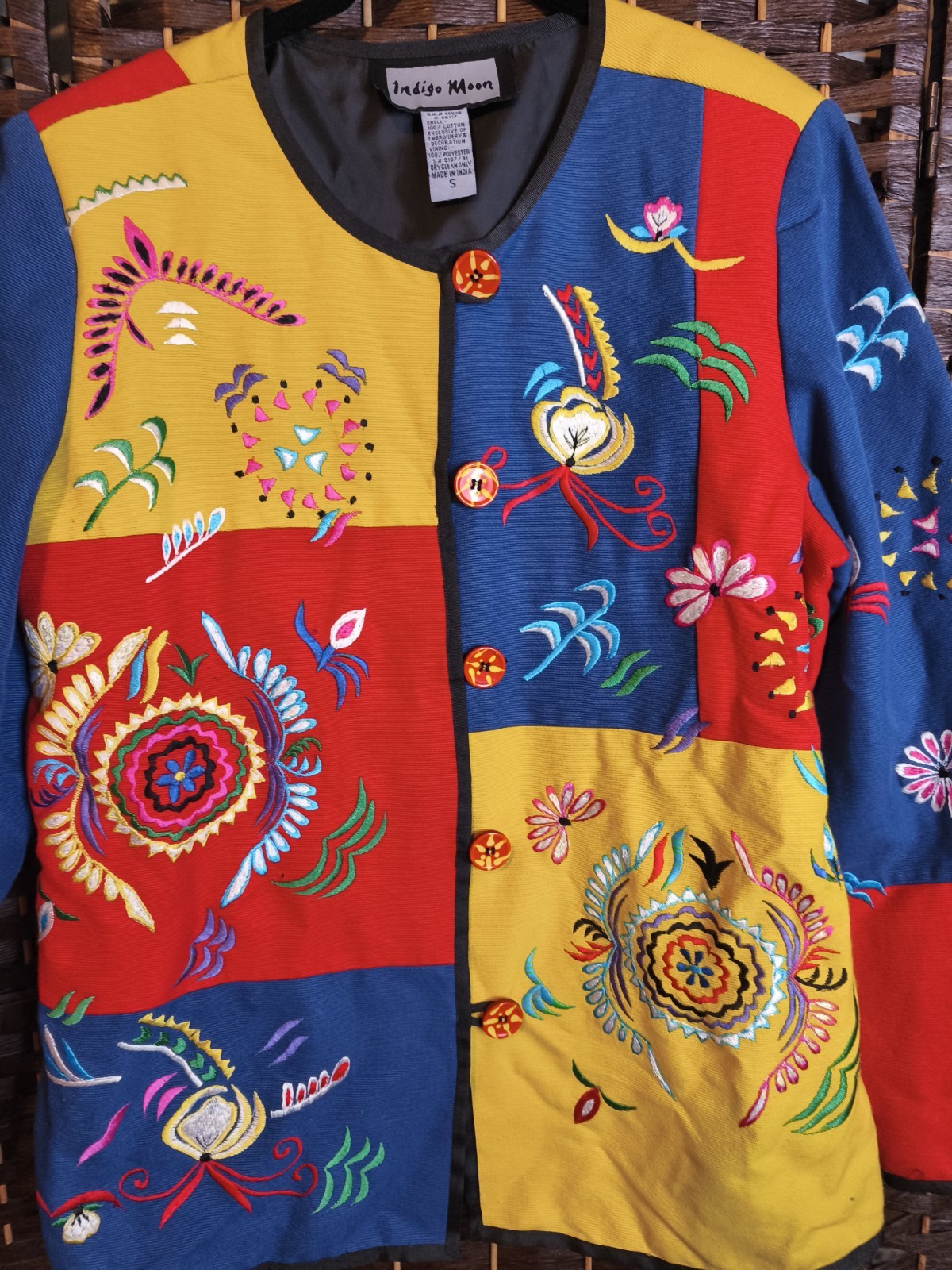 Indigo Moon Jacket Womens Small Patchwork Embroid… - image 4