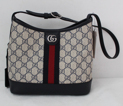 NEW Gucci GG Supreme Shoulder Bag Half Moon Blue Ophidia Crossbody