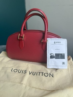 Louis Vuitton Red Epi Leather Satchel With Red Suede Interior