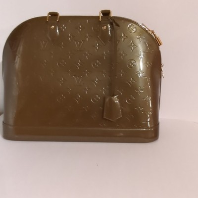 Louis Vuitton Brown Monogram ALMA Satchel Top Handle Bag Gold Hardware Padlock