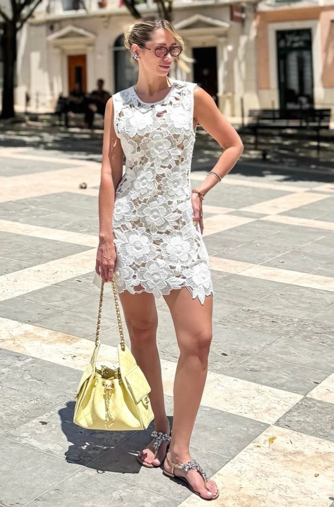 zara crochet floral dress ZARA NEW SS25 WOMAN SHORT FLORAL CROCHET DRESS White | 2893/087