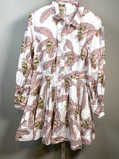 Desmond & Dempsey x H&M Summer Dress Long Sleeve Button up Palm Trees Small