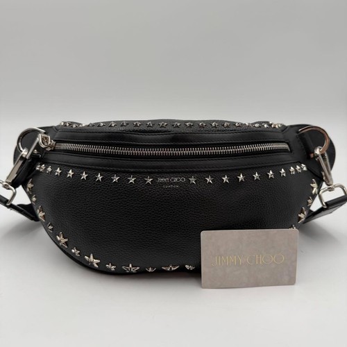 Rare Jimmy Choo YORK UUF Studded Star Leather Body Bag - Black  Used Authentic