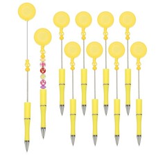 Beadable Pens, 10Pcs Retractable Badge Reel Beadable Pen, Candy Yellow