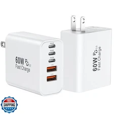 USB C Fast Charger Block, 60W USBC Wall Charger Plug, 2Pack 5-Por