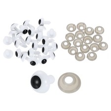 50Pcs 12mm Plastic Safety Eyes for Crocheting with Washers for Animals White