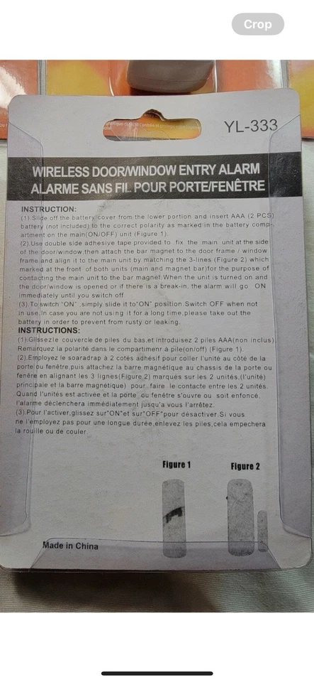Wireless Door/Window Entry Alarm Battery Operated YL-333. Security alarms - Image 2 of 2