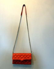 Rebecca Minkoff Red Quilted Studded Leather Crossbody Chain Strap Zip Lined