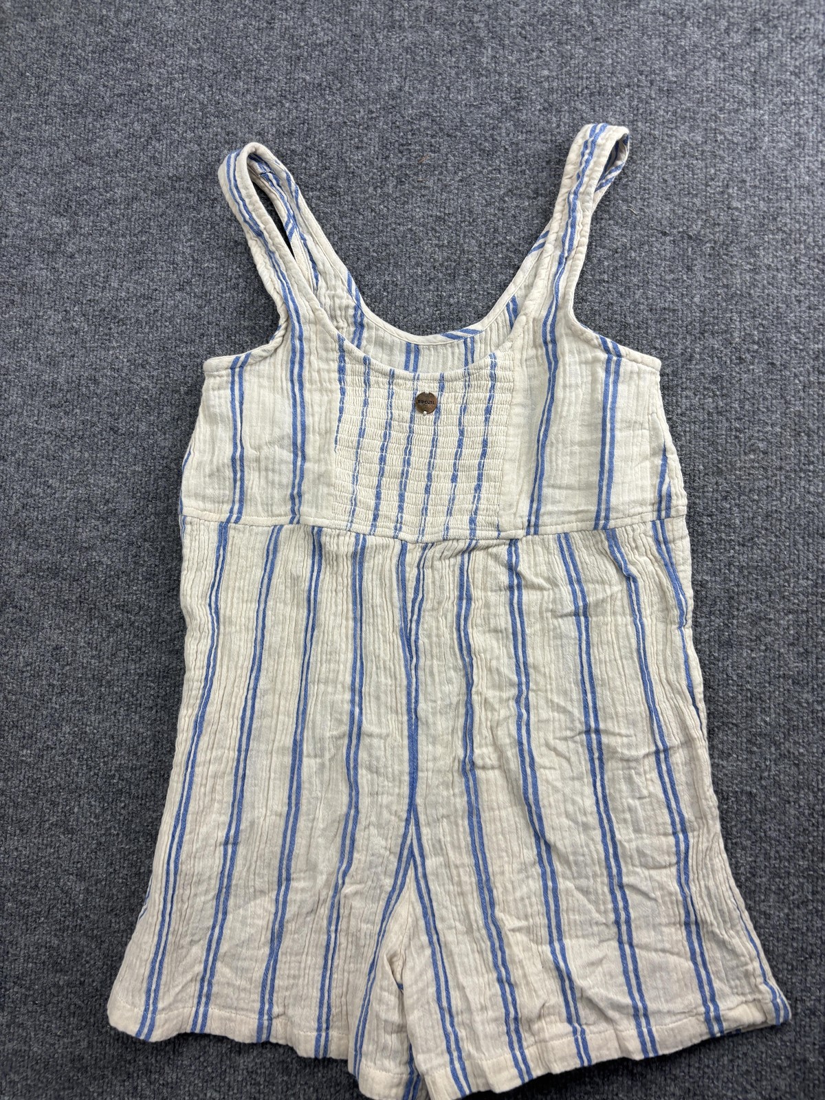 Rip Curl Romper Womens XS White Blue Stripe Sleeveless Cotton Jumpsuit Beachy