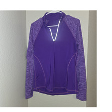Ideology Women  s Purple M 1/4 Zip Mock Neck Raglan Long Sleeve Top