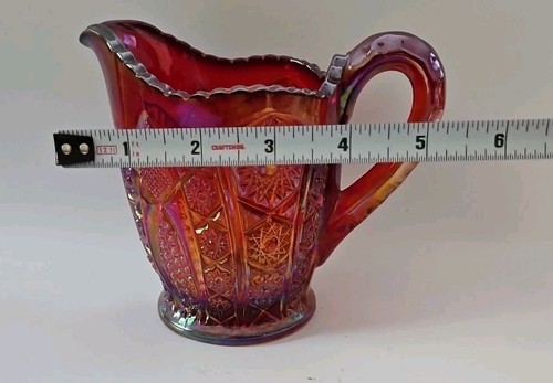 Vtg INDIANA Carnival GLASS Sunset AMBERINA Iridescent CREAMER GLOWY - Picture 9 of 11