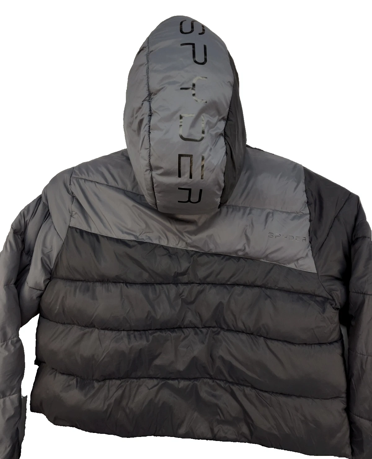 Spyder Ace Puffer Insulated Jacket Mens X Large Full-Zip Colorblock Black Gray