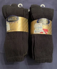 GoldToe Men's Crew Athletic Socks Sz 13-15 Black Extended Size 6 Pr. Imperfect