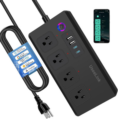 Zigbee Smart Power Strip Surge Protector,Smart Fast Charge, 4 Individually Contr
