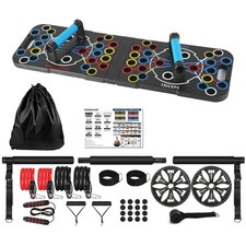 Push Up Board Home Equipment Strength Training w/ Resistance Bands Pilates Bar