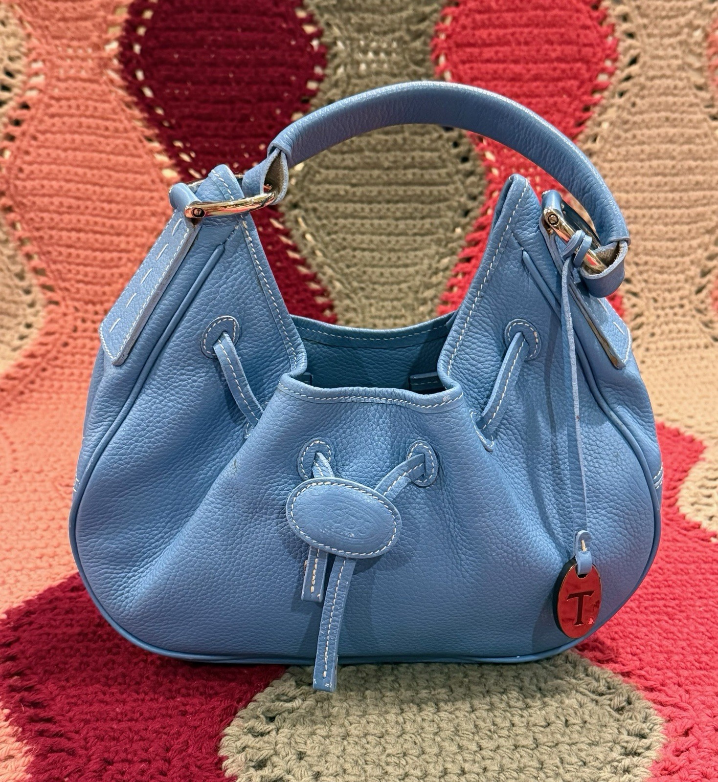 Autentica borsa a tracolla TOD'S donna classica media pelle blu hobo