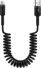 Fast Charger Cable Coiled USB C for Car 3FT Android Auto Type A to 3FT, Black 