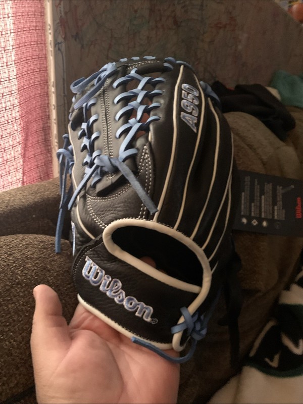 Wilson A950 Series All Position 12 1/2 Glove Black White and Blue Left Hand