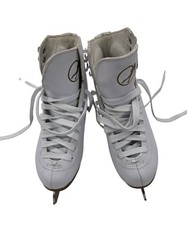 Galaxy Women's Figure Skates White Size UK 4 Leather Lace Up Ice Skating
