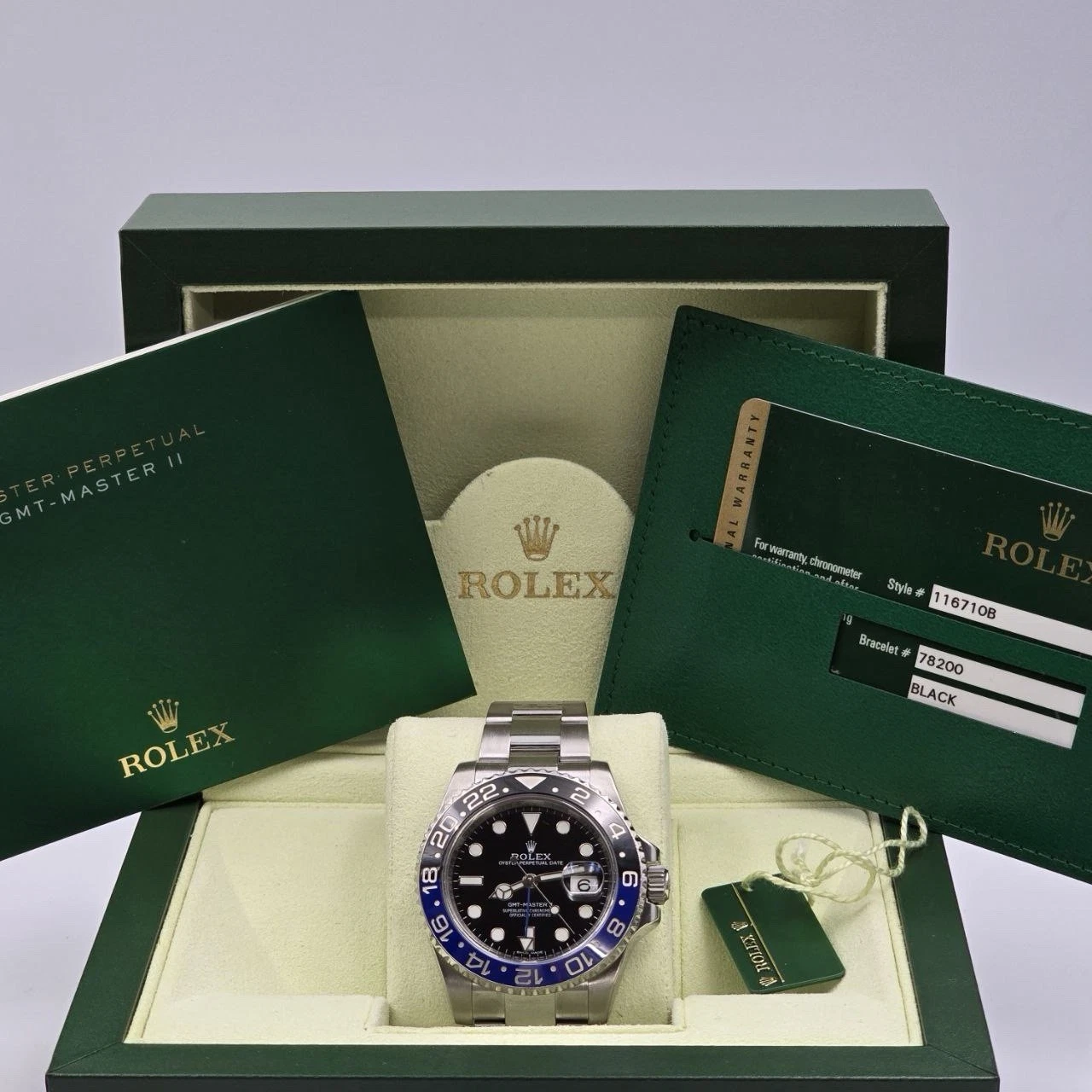 2014 PAPERS Rolex GMT Master II 116710BLNR Steel Ceramic Batman Watch BOX