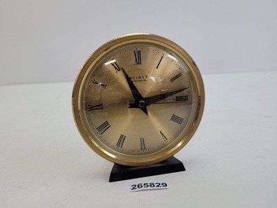 Tischuhr Weimar electronic Metall Gold Schwarz Römische Ziffern Vintage #265829