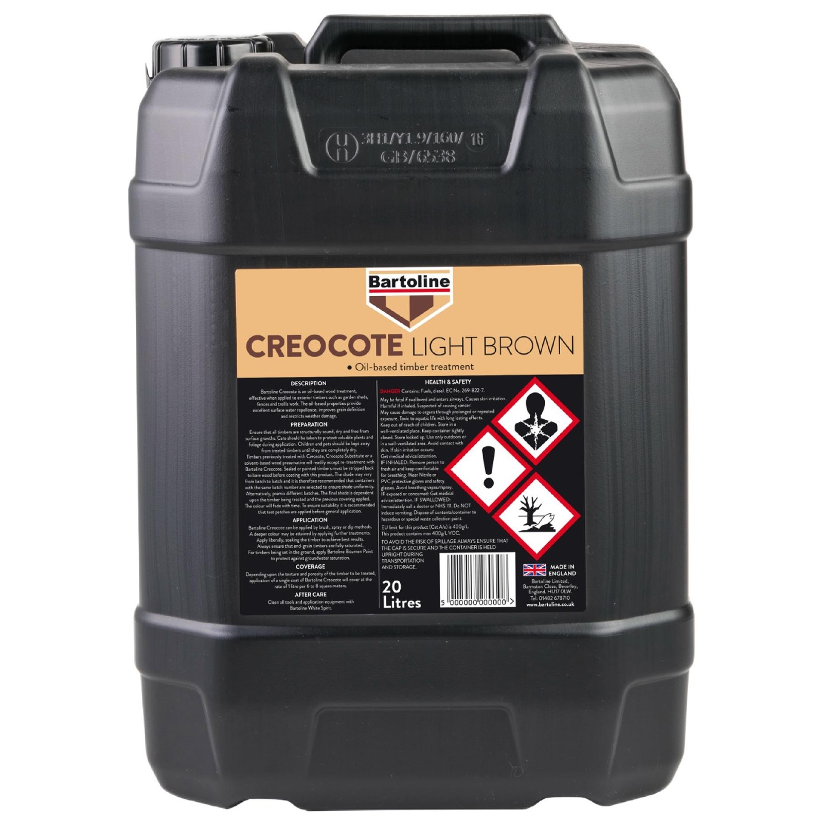 Bartoline Light Brown Creocote Oil-Based Timber Treatment For Exterior Wood 20L