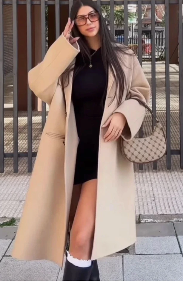 Zara ZW Collection Double-Faced Wool Blend Coat Camel SIZE M-L 7522/247 New - Image 3 of 4