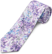 Cotton Floral Ties for Men 2.76" Men's Skinny Tie Linen Flower Printed Neck Tie