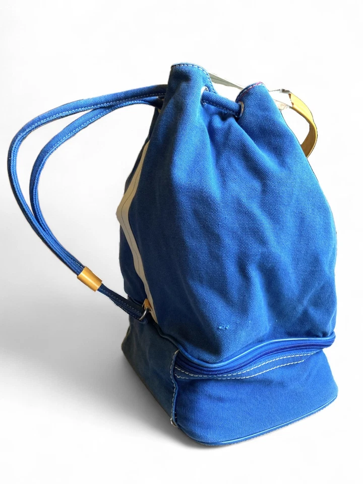 Mochila de lona Diane von Furstenberg bolsa de viaje azul compartimento inferior  Foto 3 de 4