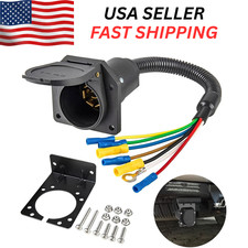 7 Way 7 Pin Trailer Plug Rv Socket Wiring Harness Kit Wbracket Screws For Truck