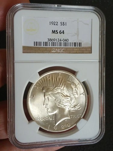 1922 Peace Silver Dollar  NGC MS64 Frosty