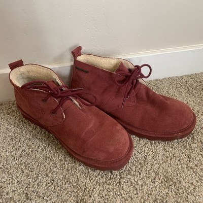 Bearpaw Womens 2578 Red Suede Leather Chukka Ankle Boots 9 WARM FASTSHIP UGG